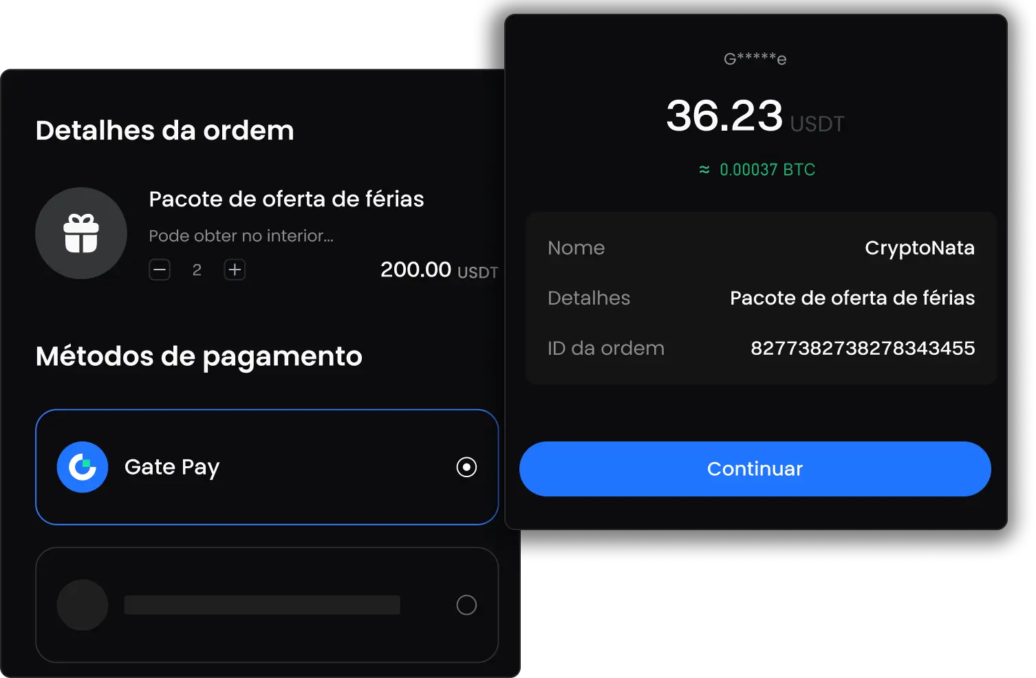 Pagamento no checkout